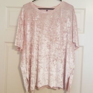 Baby pink crushed velvet tshirt